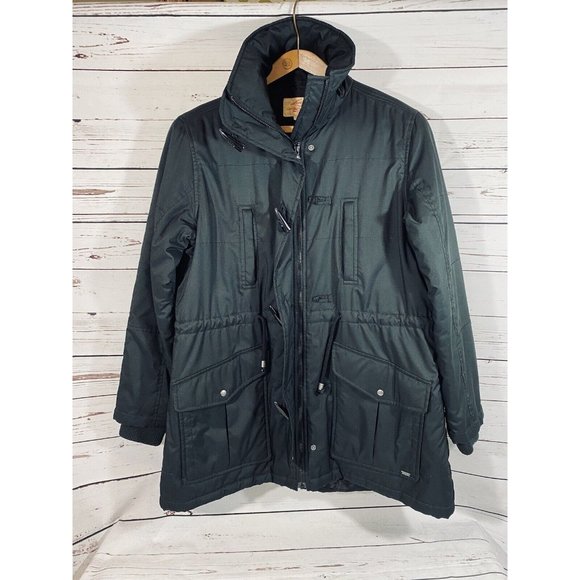 Levis Mens Puffy Long Car Coat Black Full Zip Mens Size XL Jacket Warm Pockets - Picture 3 of 12